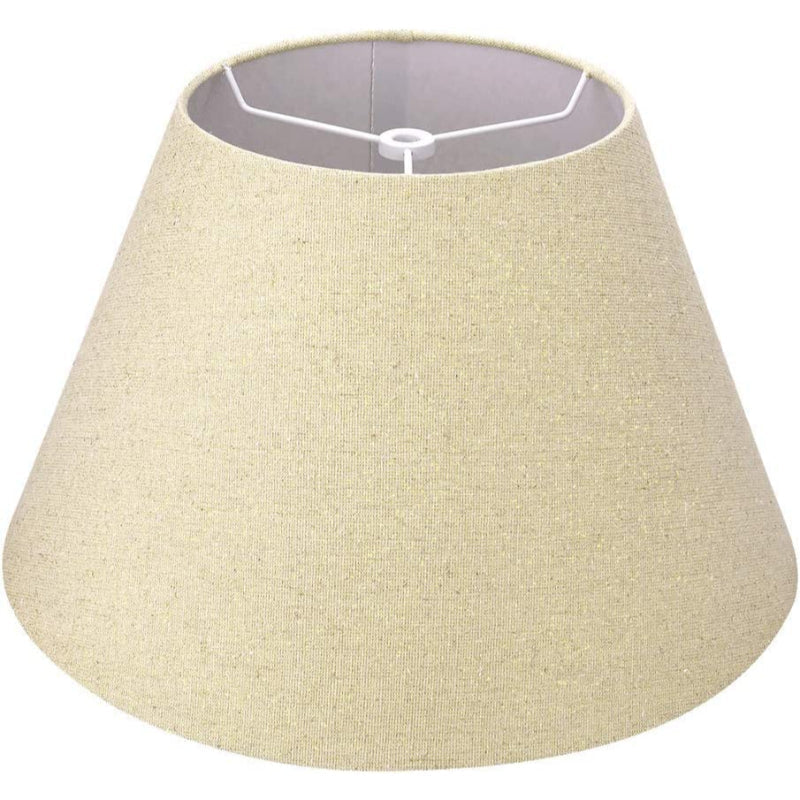 Junips | Medium lampshade, barrel fabric lampshade for table lamp and floor lamp, 7x13x7.8 inches, natural ventilated linen, handmade, spider (white)