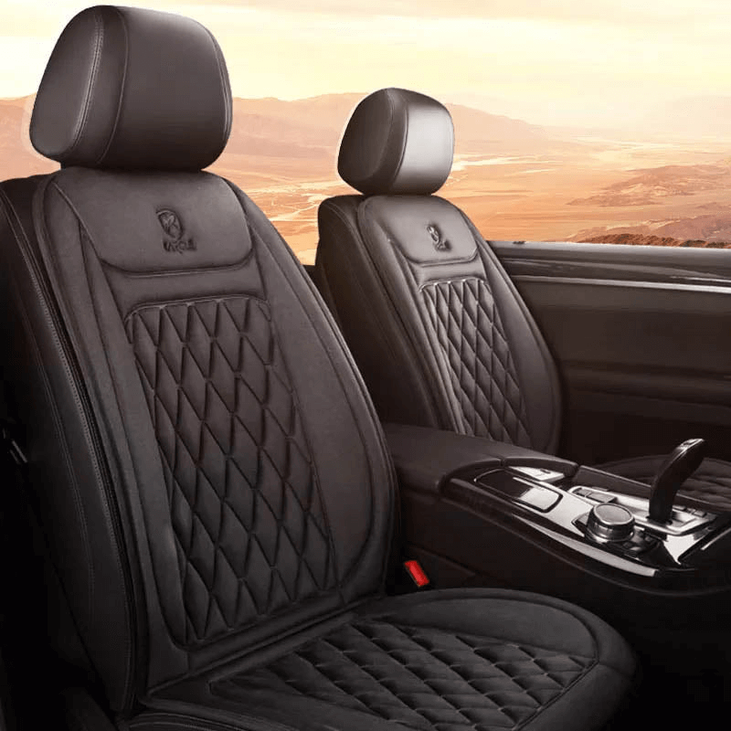 Junips | Heated Car Seat Cover | 30°C–65°C Digital Temperature Regulation | 12V/24V Dual-Voltage Input | Integrated Overheat Protection Circuitry | Reinforced High-Density Cotton Textile
