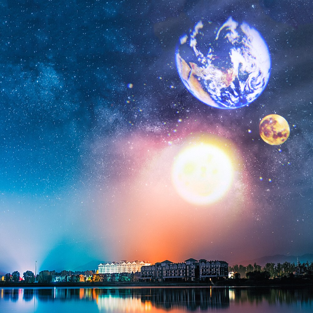 Junips | Earth & Moon Projector Lamp | LED Night Light | Cosmic Ambiance with Multiple Modes
