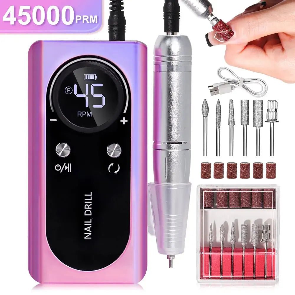 Junips | Professional 45000RPM portable electric nail file with rechargeable battery | Low noise level for manicure