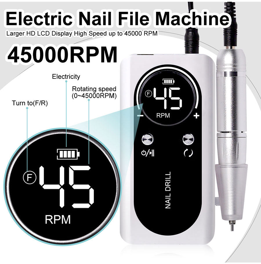Junips | Professional 45000RPM portable electric nail file with rechargeable battery | Low noise level for manicure