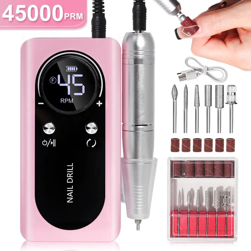 Junips | Professional 45000RPM portable electric nail file with rechargeable battery | Low noise level for manicure
