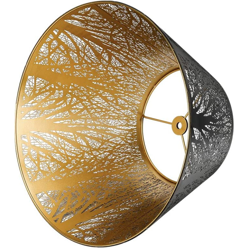 Junips | Medium lampshade, barrel fabric lampshade for table lamp and floor lamp, 7x13x7.8 inches, natural ventilated linen, handmade, spider (white)
