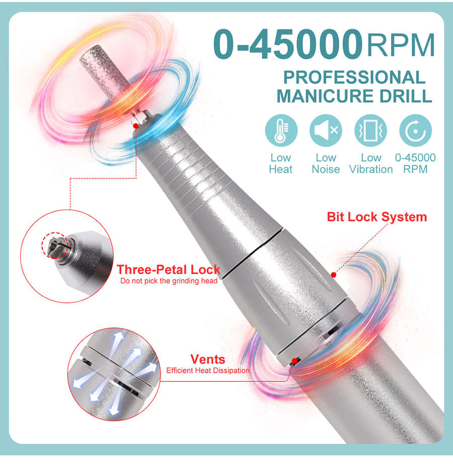 Junips | Professional 45000RPM portable electric nail file with rechargeable battery | Low noise level for manicure