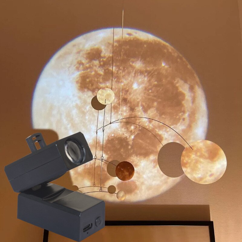 Junips | Earth & Moon Projector Lamp | LED Night Light | Cosmic Ambiance with Multiple Modes