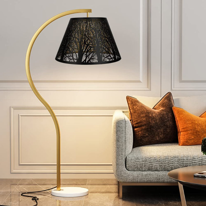 Junips | Medium lampshade, barrel fabric lampshade for table lamp and floor lamp, 7x13x7.8 inches, natural ventilated linen, handmade, spider (white)