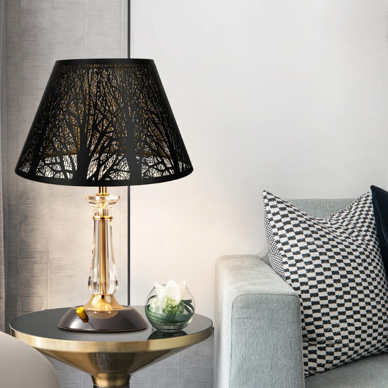Junips | Medium lampshade, barrel fabric lampshade for table lamp and floor lamp, 7x13x7.8 inches, natural ventilated linen, handmade, spider (white)