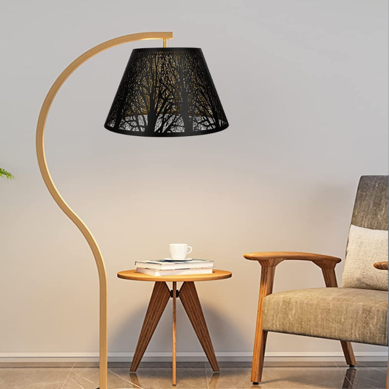 Junips | Medium lampshade, barrel fabric lampshade for table lamp and floor lamp, 7x13x7.8 inches, natural ventilated linen, handmade, spider (white)