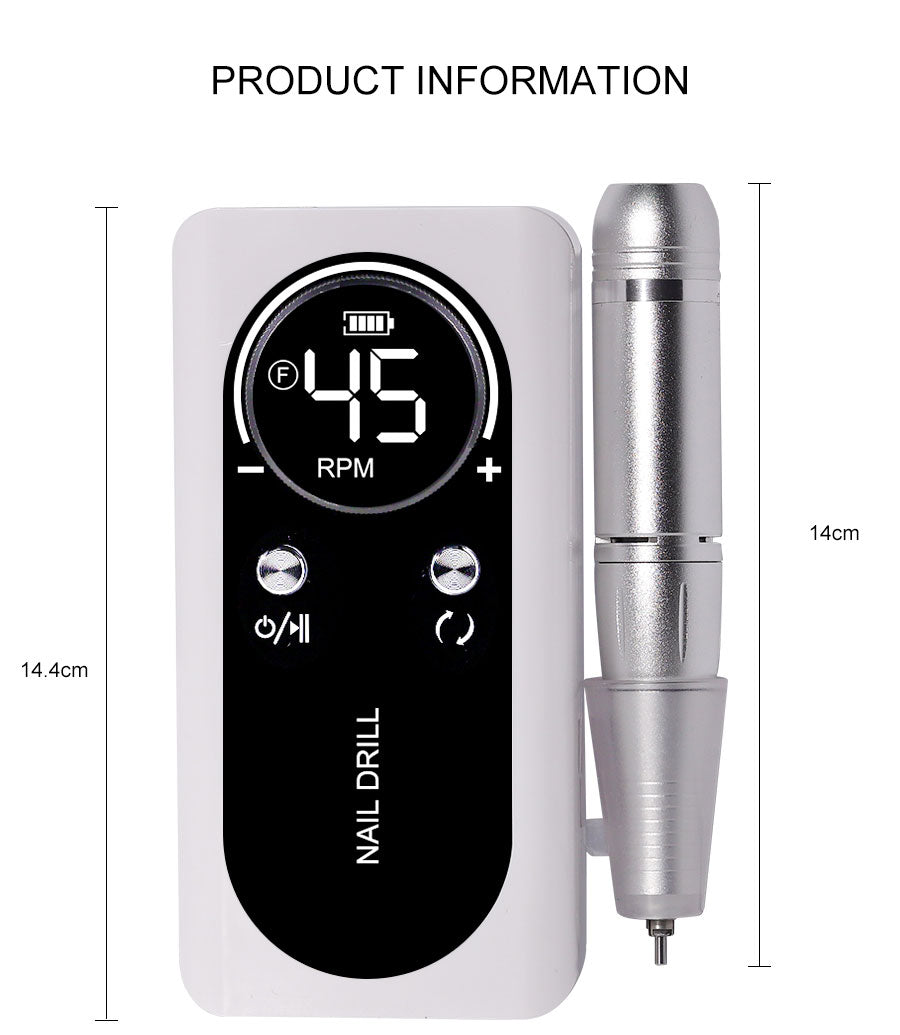 Junips | Professional 45000RPM portable electric nail file with rechargeable battery | Low noise level for manicure