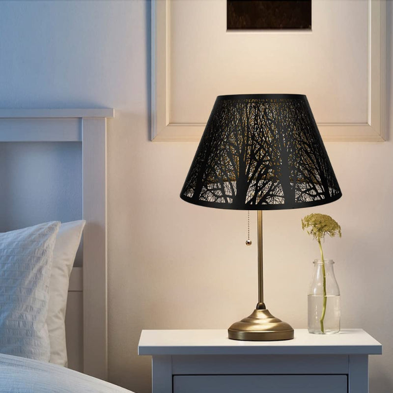 Junips | Medium lampshade, barrel fabric lampshade for table lamp and floor lamp, 7x13x7.8 inches, natural ventilated linen, handmade, spider (white)
