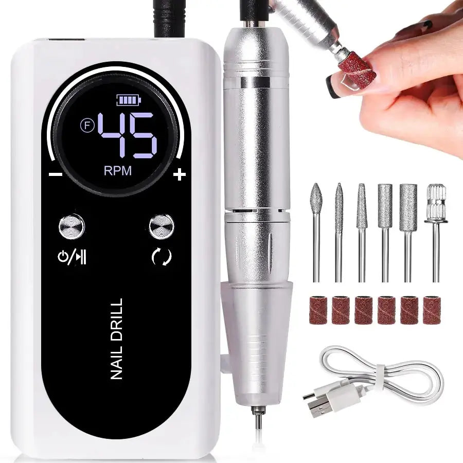 Junips | Professional 45000RPM portable electric nail file with rechargeable battery | Low noise level for manicure