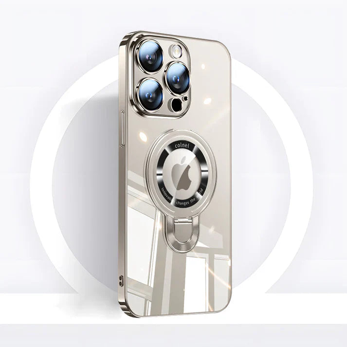 Junips | iPhone MagSafe Series | Transparent electroplated rotating stand phone case