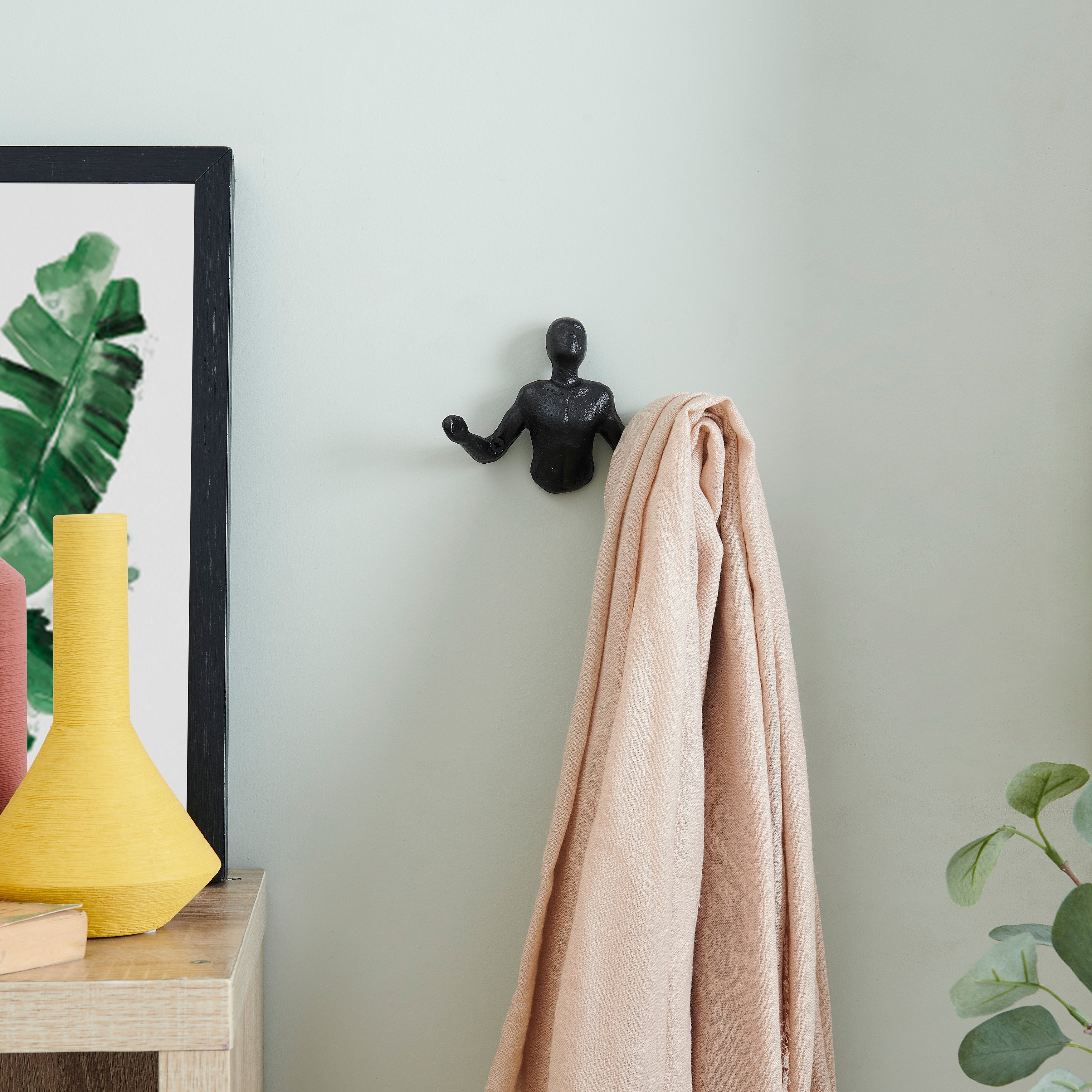 Junips | Protruding "Palms Up" Cast Iron Decorative Black Wall Mount Hooks (Set of 2)