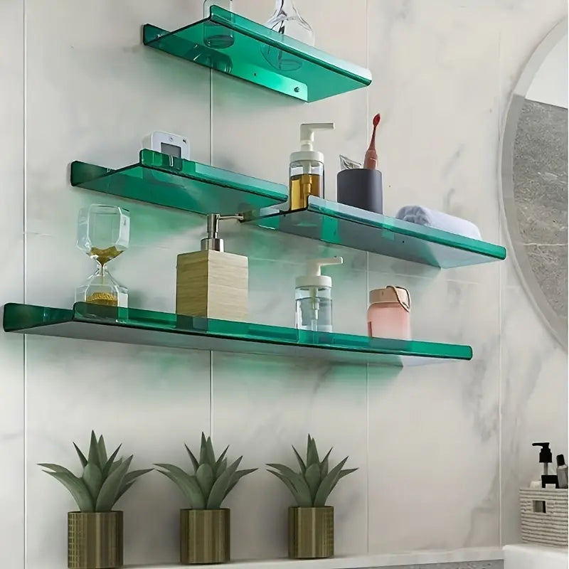 Junips | Floating Wall Shelf - Industrial Wall Shelf - Shower Shelf - Shower Board - Blue