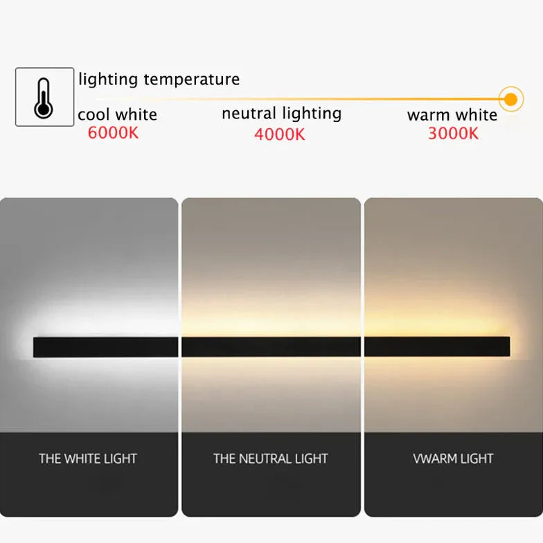 Junips | Linear black minimalist LED outdoor wall light