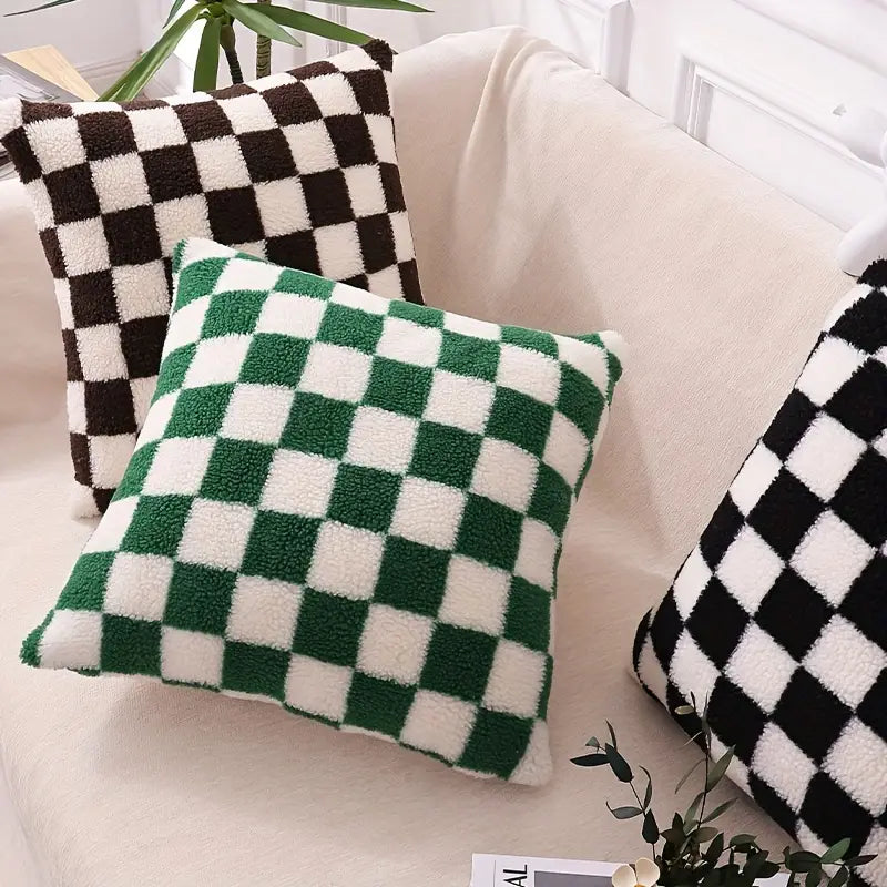 Junips | Checkerboard Faux Fur Pillowcase