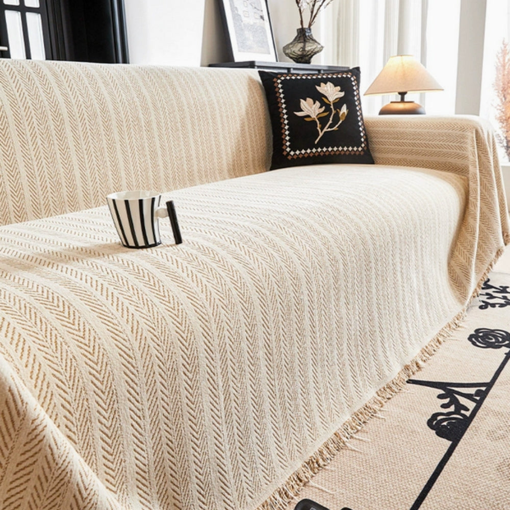 Junips | Modern Herringbone Chenille Sofa Cover