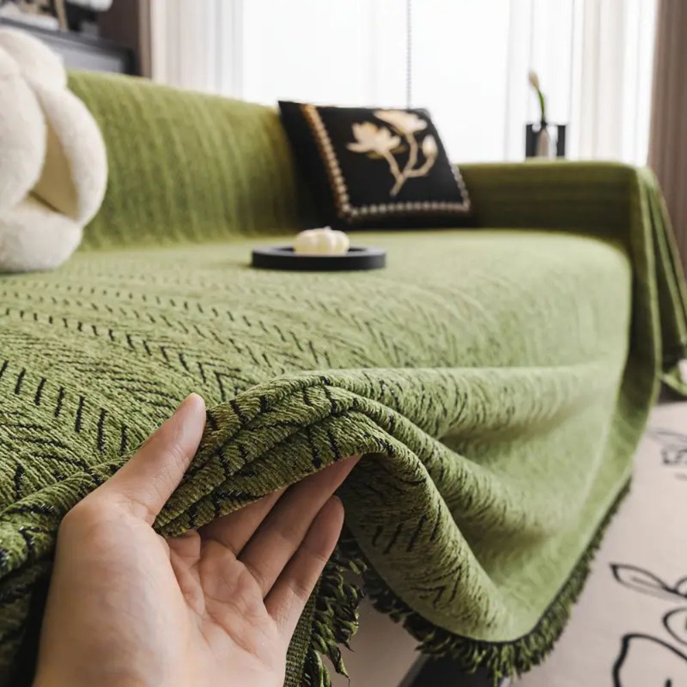 Junips | Modern Herringbone Chenille Sofa Cover