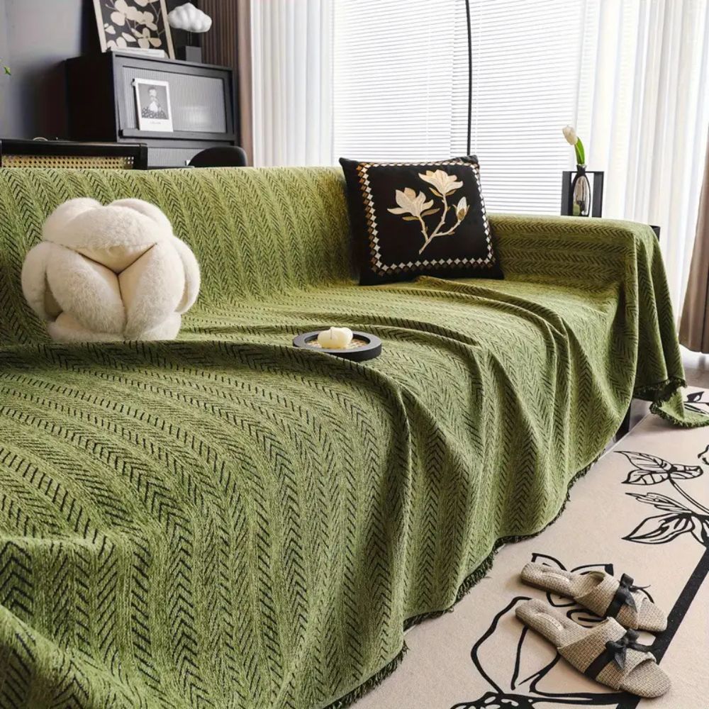 Junips | Modern Herringbone Chenille Sofa Cover