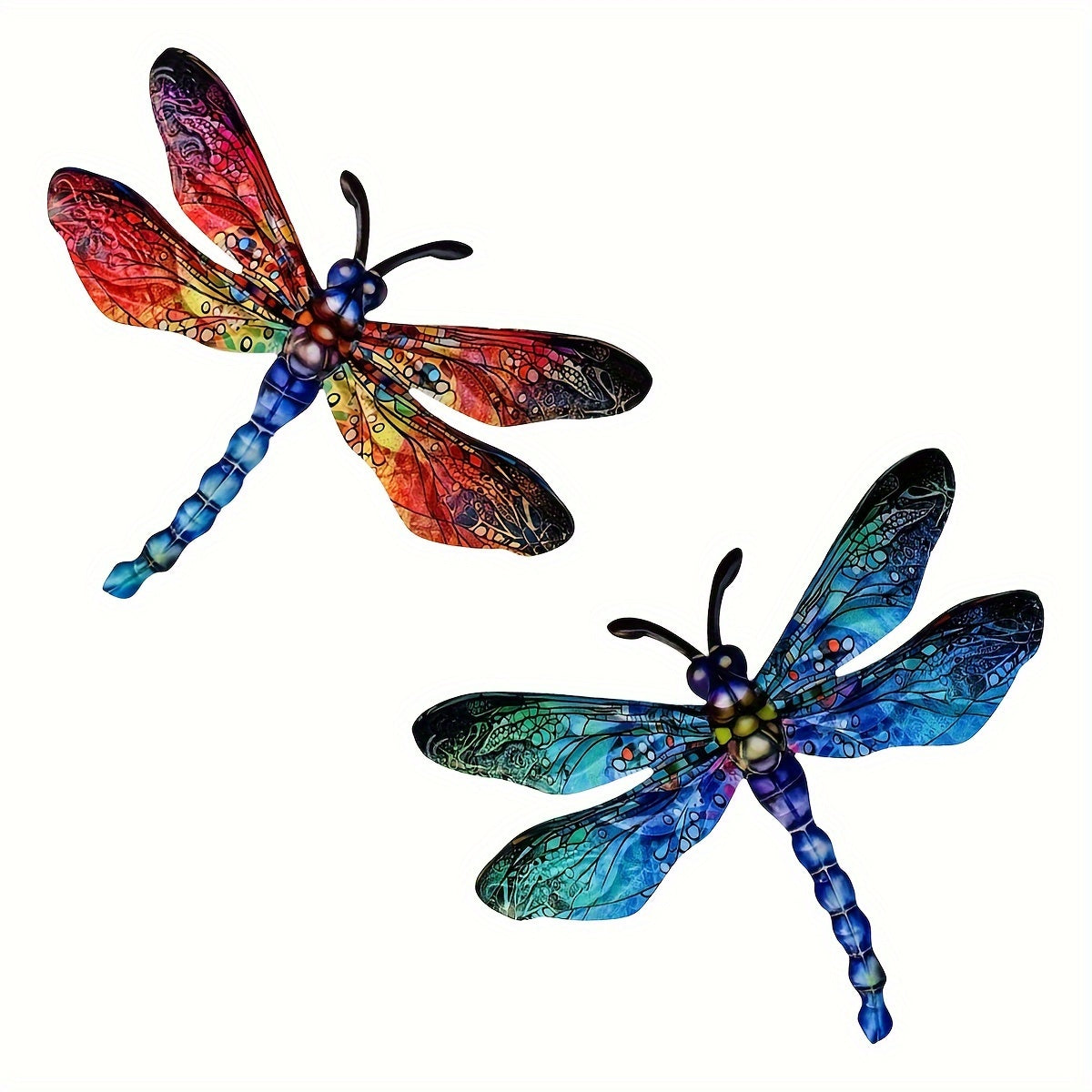 Junips | 1/2 piece vibrant dragonfly wall art made of metal – artistic outdoor decoration for gardens, homes, and events – durable, versatile, and eye-catching – a perfect gift idea for any occasion