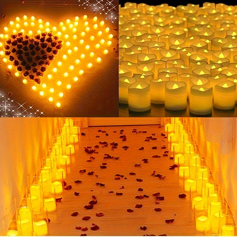 Junips | 24/50/100 Pack flameless LED candles – battery-operated flickering tealights, smokeless and romantic for weddings and engagements