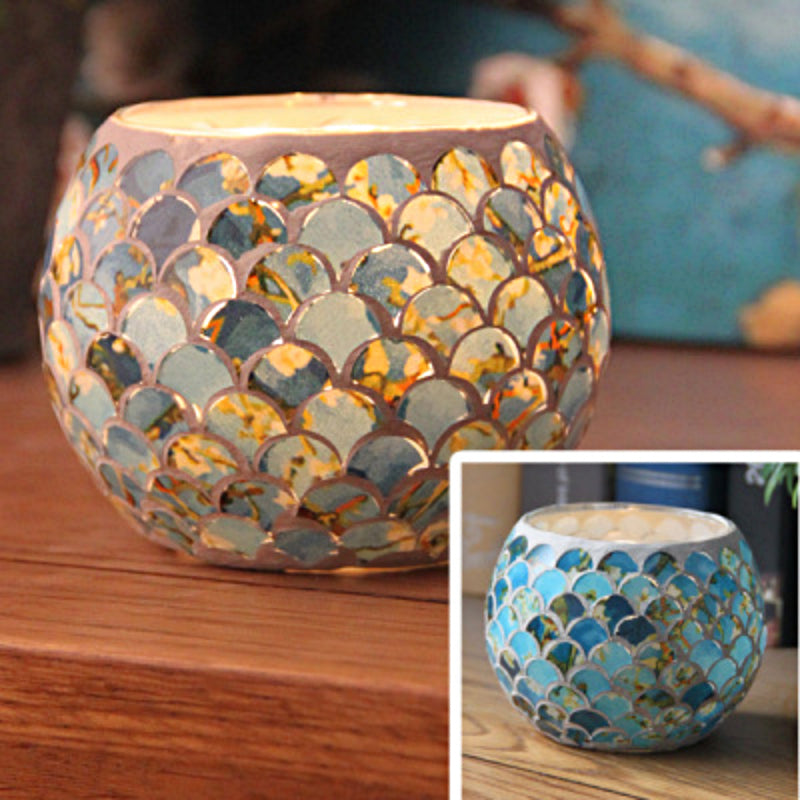 Junips | European Retro Glass Mosaic Tealight Holder