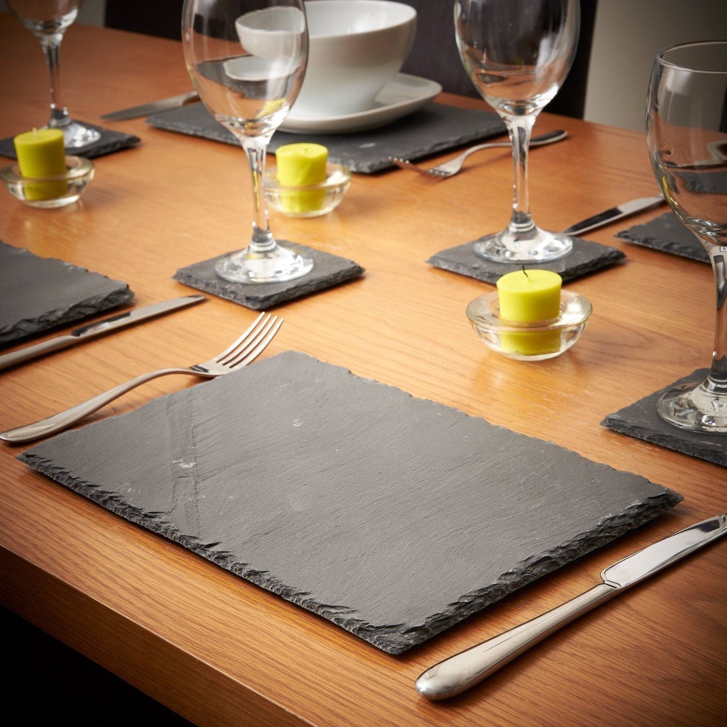 Junips | 8-piece set of natural slate coasters and coasters