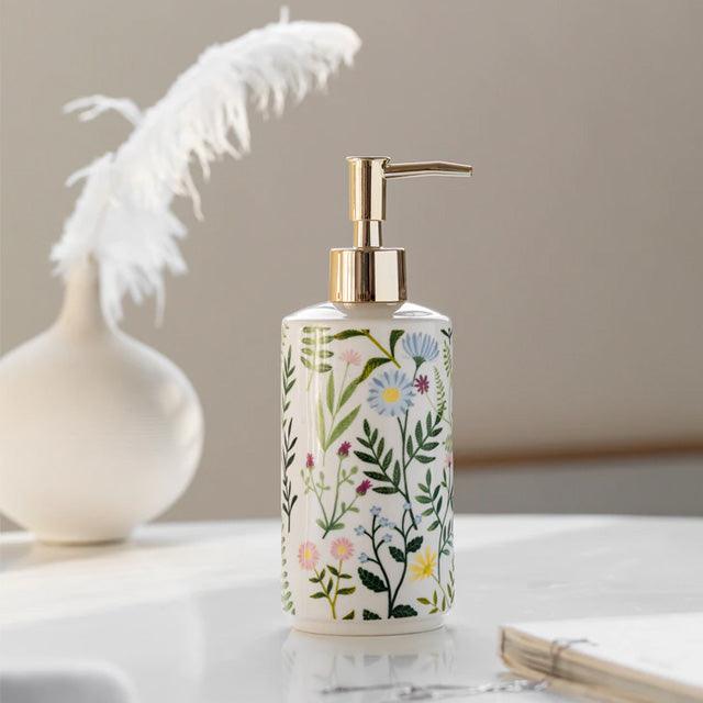Junips | Soap dispenser made of ceramic with floral design
