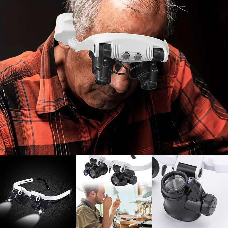 Junips | Magnifying Glasses with Dual LED Illumination | 8x, 15x, & 23x Combined Magnification | High-Definition Acrylic Optics | 180° Rotatable Lens System | Adjustable 5mm Lateral Alignment & Retractable Arms
