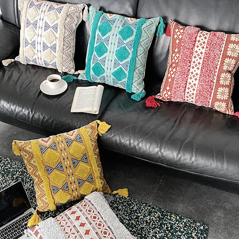 Junips | Moroccan inspired decorative throw pillow with tassel