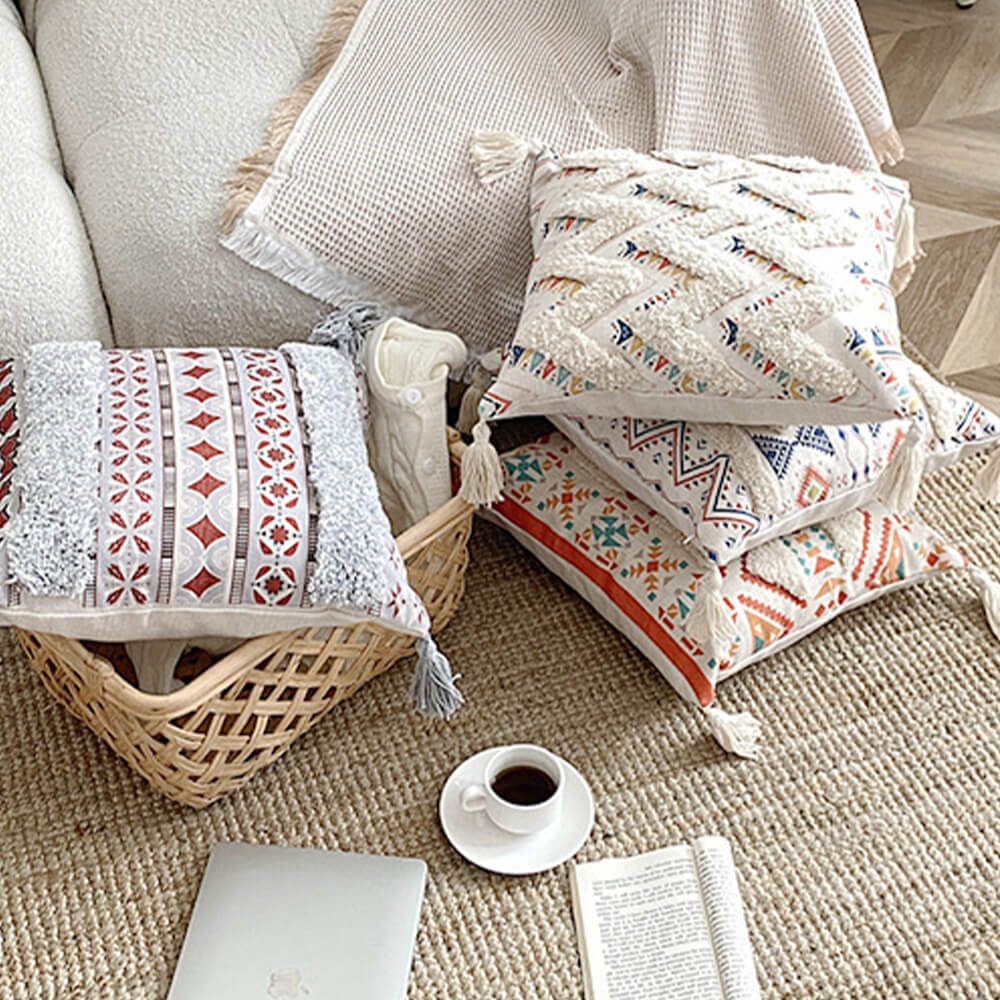 Junips | Moroccan inspired decorative throw pillow with tassel