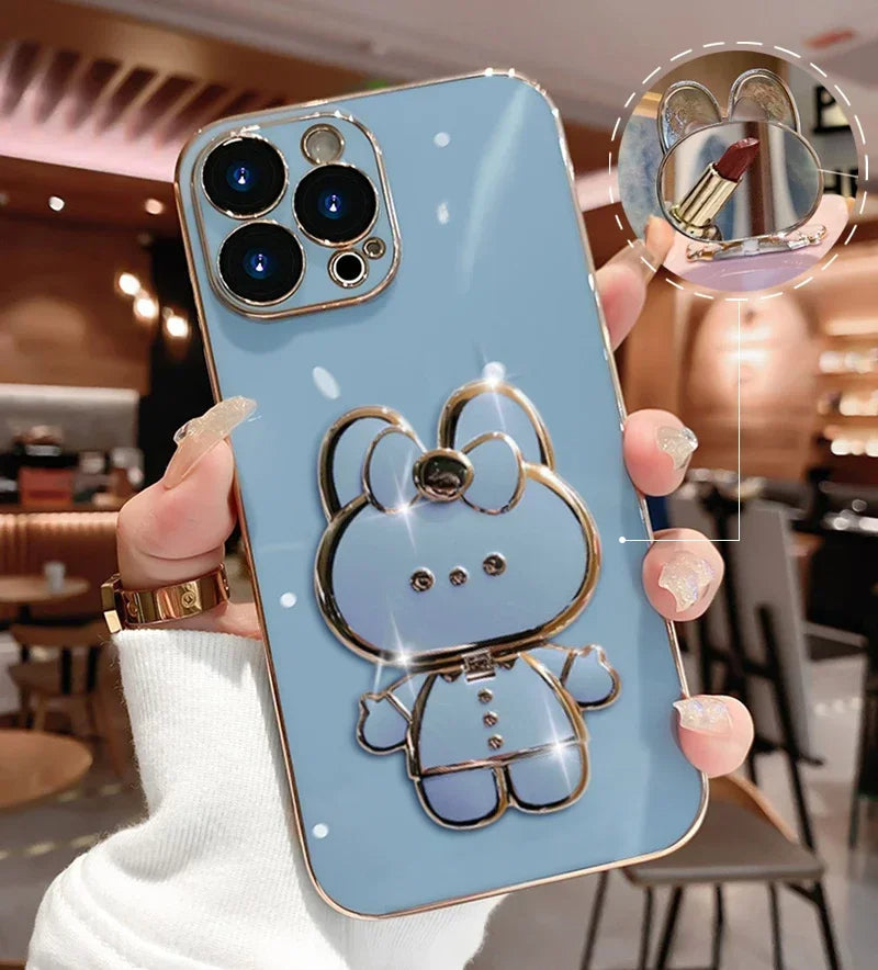 Junips | 3D Bunny  Korean Style Mirror iPhone Case
