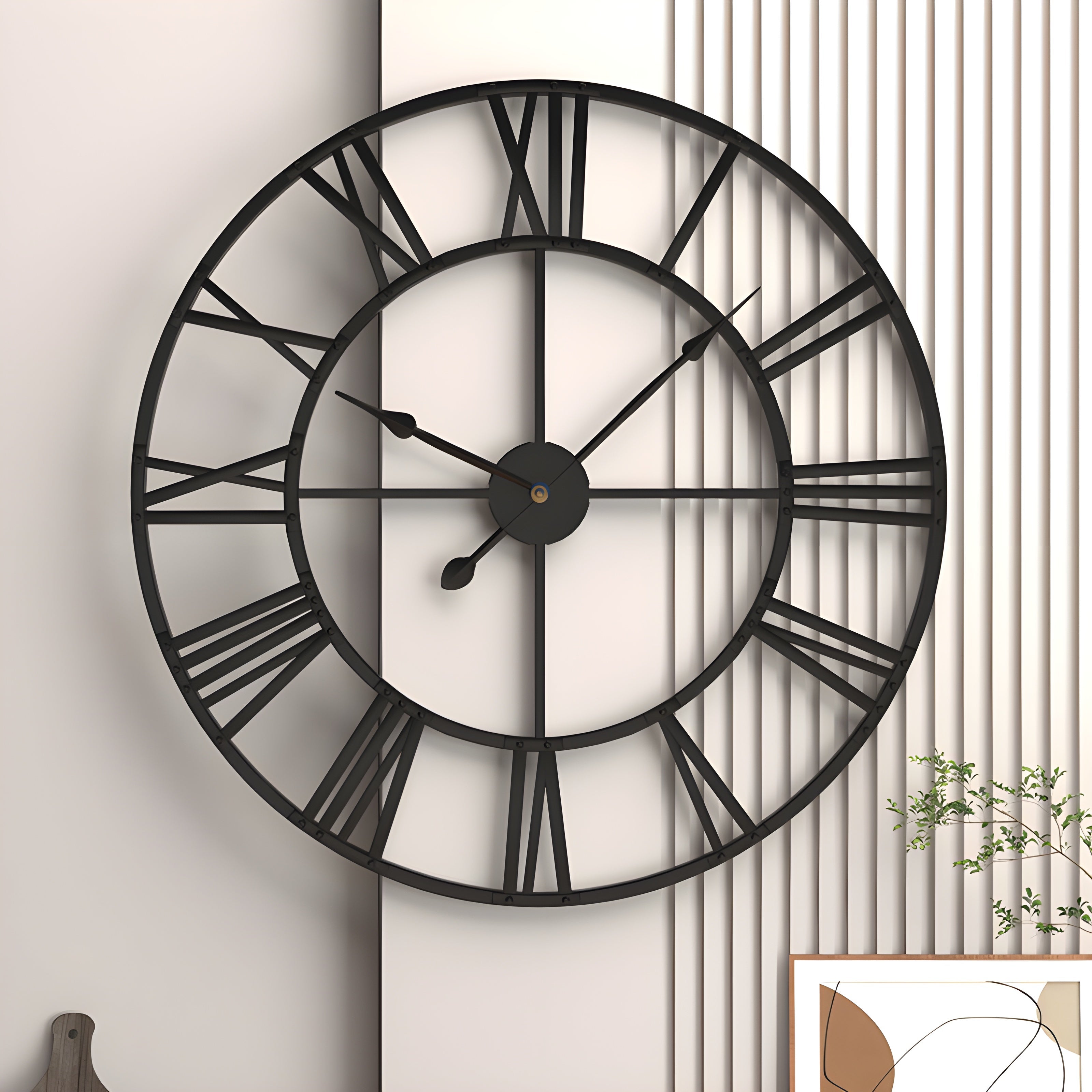 Junips | Roman Numerals Iron Art Wall Clock