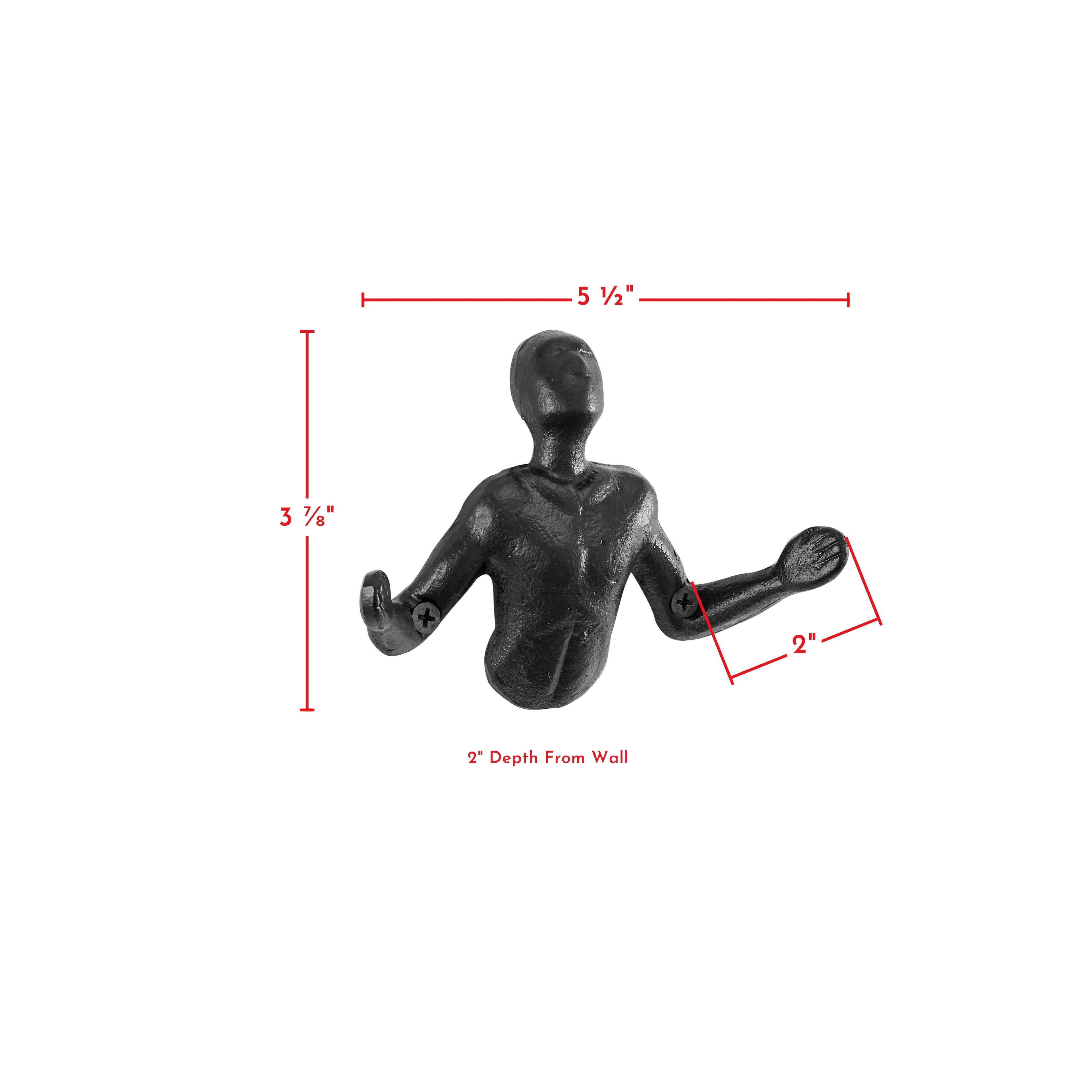 Junips | Protruding "Palms Up" Cast Iron Decorative Black Wall Mount Hooks (Set of 2)