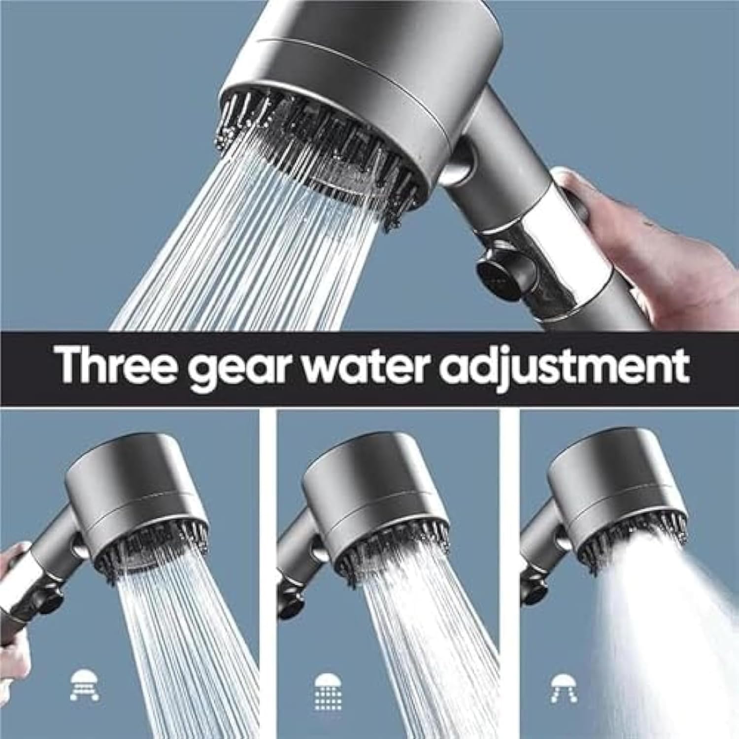 Junips | High-pressure massage shower head - Handheld shower with 3 spray types and filters
