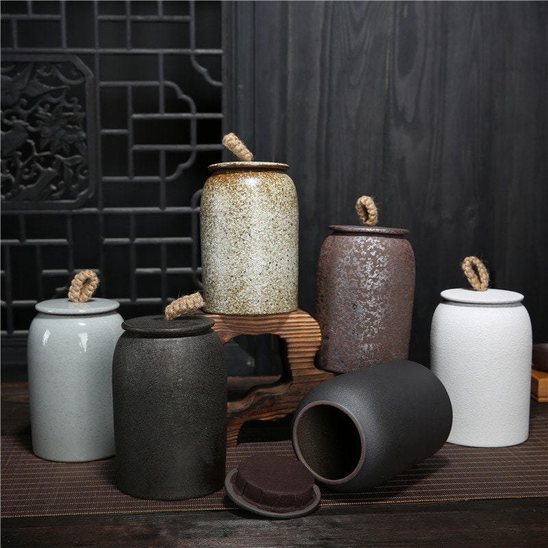 Junips | Kitchen Vintage Storage Jar for Cookies and Sugar | Airtight Ceramic Pot Gong Fu