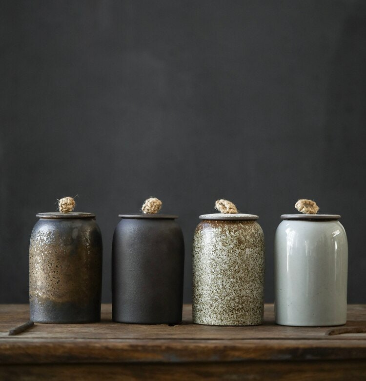 Junips | Kitchen Vintage Storage Jar for Cookies and Sugar | Airtight Ceramic Pot Gong Fu