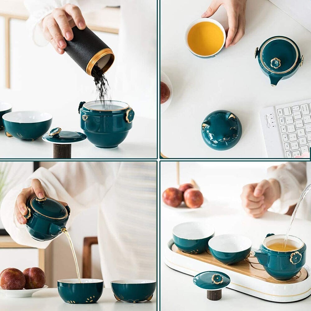 Junips | Ceramic-Lucky-Cat-Kuai-Ke-Cup – Porcelain tea cup with strainer, filter and lid, portable tea/coffee cup set for office, travel, tea ware