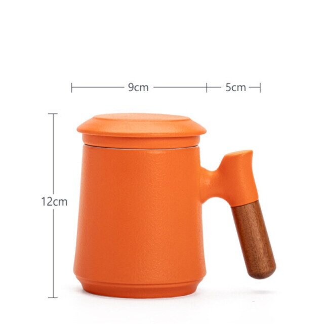 Junips | Japanese Ceramic Tea Mug Set with Tea Strainer and Lid, Handmade