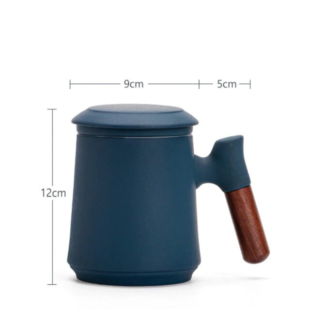 Junips | Japanese Ceramic Tea Mug Set with Tea Strainer and Lid, Handmade