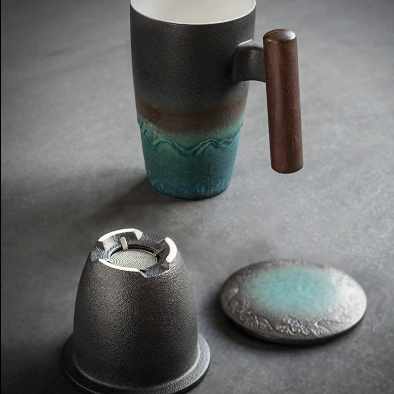 Junips | Large Cup, Ceramic Tea Cup with Lid. Large Tea Cup with Lid