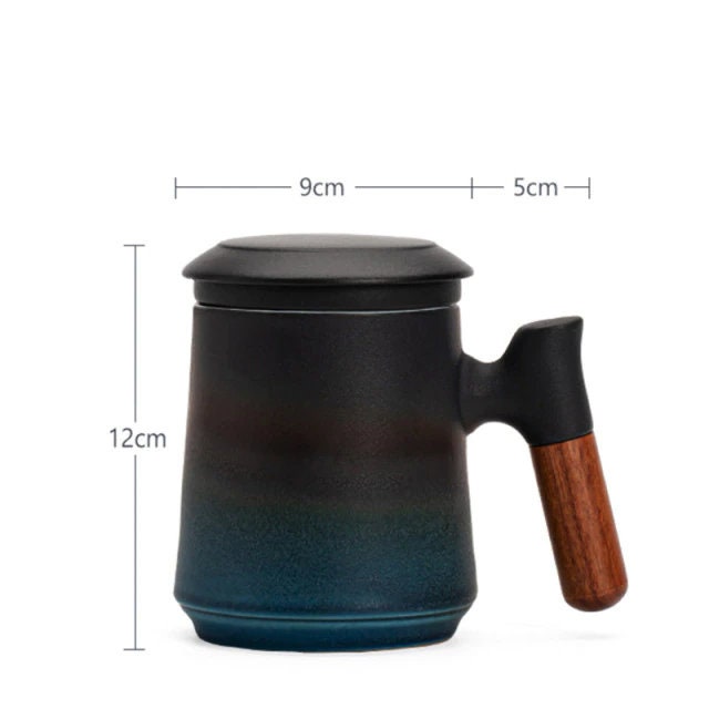 Junips | Japanese Ceramic Tea Mug Set with Tea Strainer and Lid, Handmade