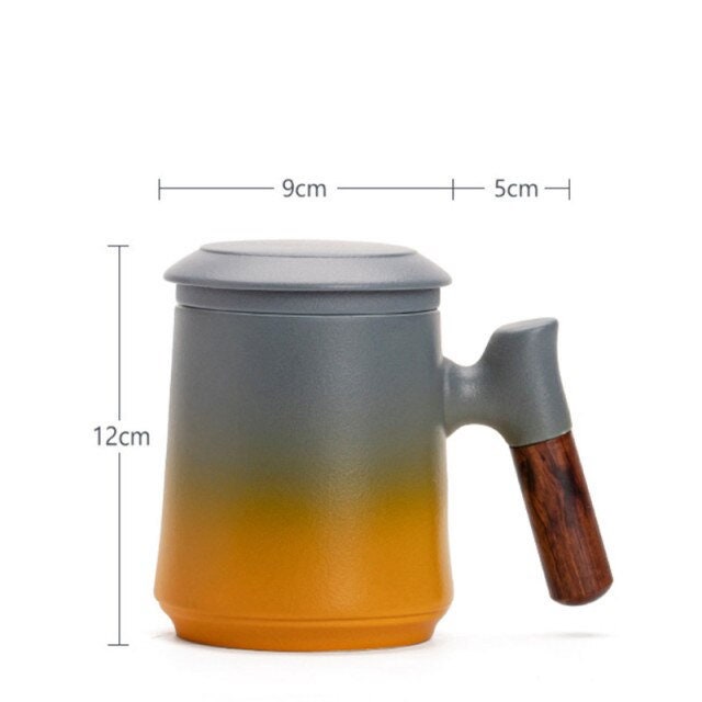 Junips | Japanese Ceramic Tea Mug Set with Tea Strainer and Lid, Handmade