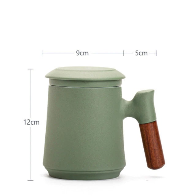 Junips | Japanese Ceramic Tea Mug Set with Tea Strainer and Lid, Handmade