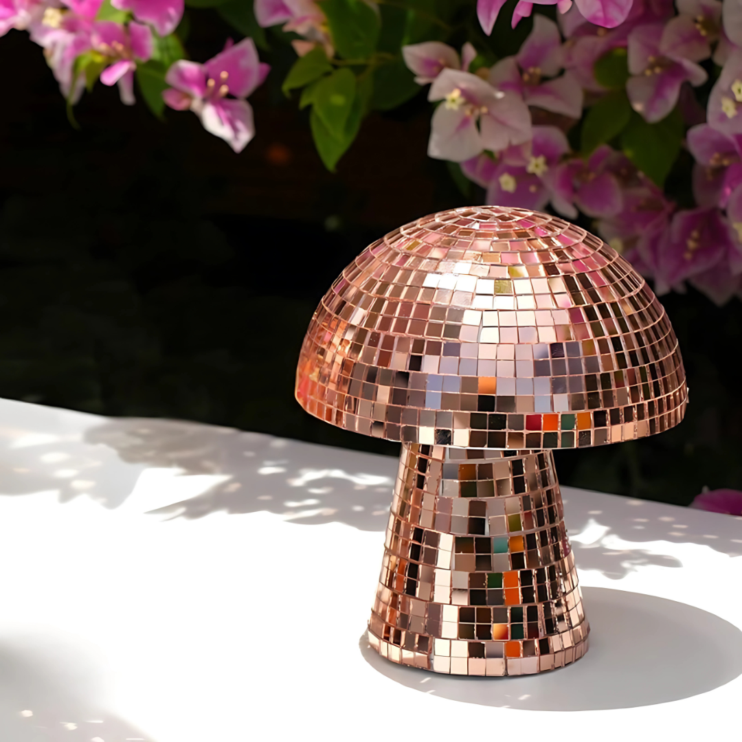 Junips | Metallic Disco Table Lamp Mushroom Design