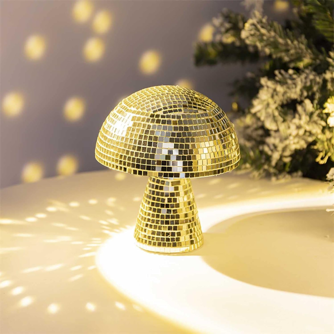 Junips | Metallic Disco Table Lamp Mushroom Design