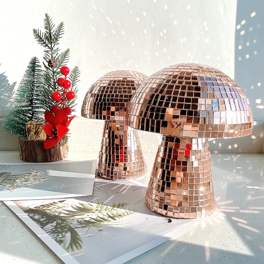 Junips | Metallic Disco Table Lamp Mushroom Design