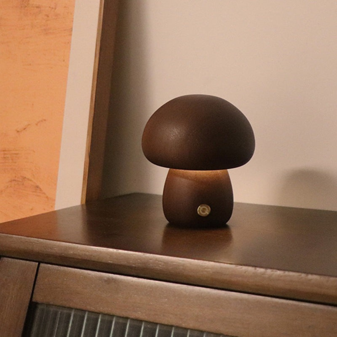 Junips | Table Lamp with Wooden Mushroom Design
