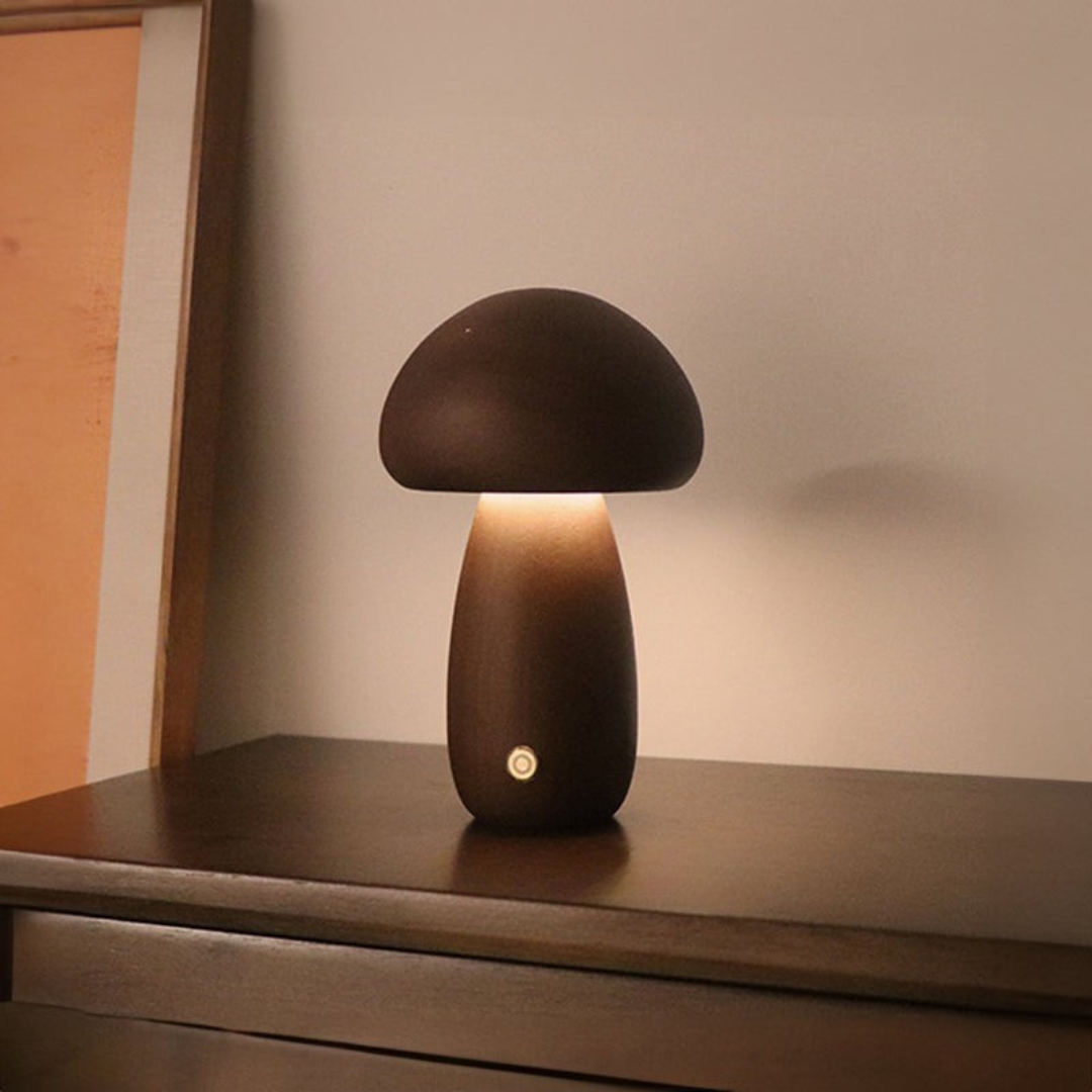Junips | Table Lamp with Wooden Mushroom Design