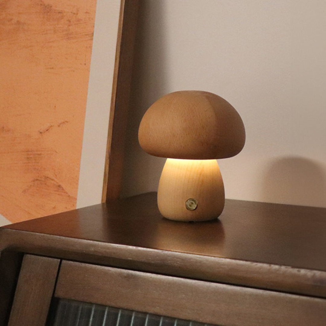 Junips | Table Lamp with Wooden Mushroom Design